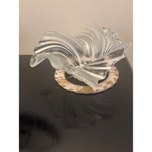 Mikasa Centerpiece Bowl Clear Frost Crystal Wave Swirl Art Glass 12.5"